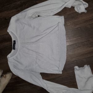 Boohoo white long sleeve crop top